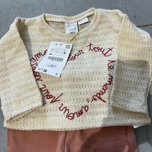 Zara French Sweater with Matching 7 for all mankind jogger sweats 9-12 months
